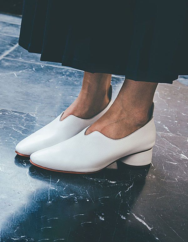 Spring Læder Spids Tyk Hæl Elegant Pumps