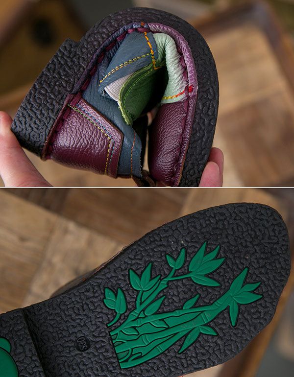Spring Retro Læder Patch Håndlavede Sko 35-41