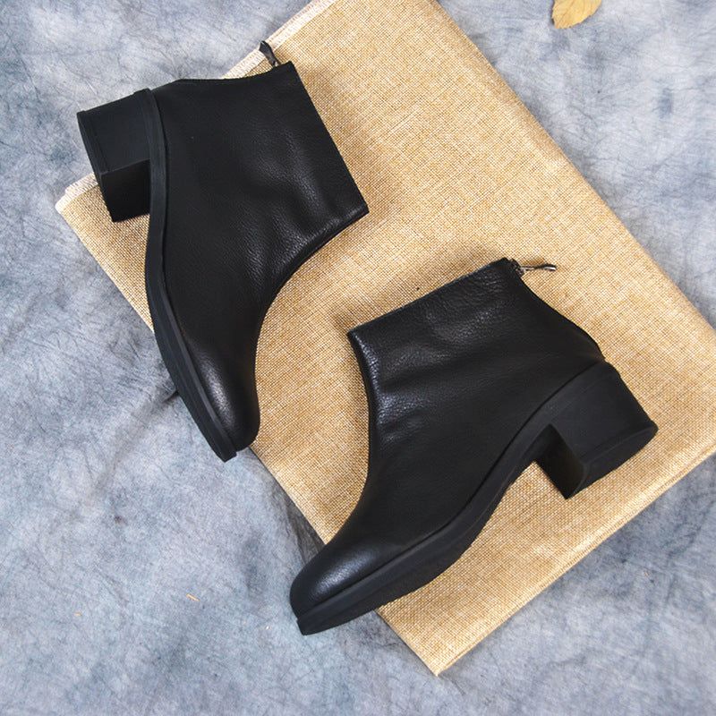 Lavhælede Velvet Black Short Boots 34-41 | Gave Sko