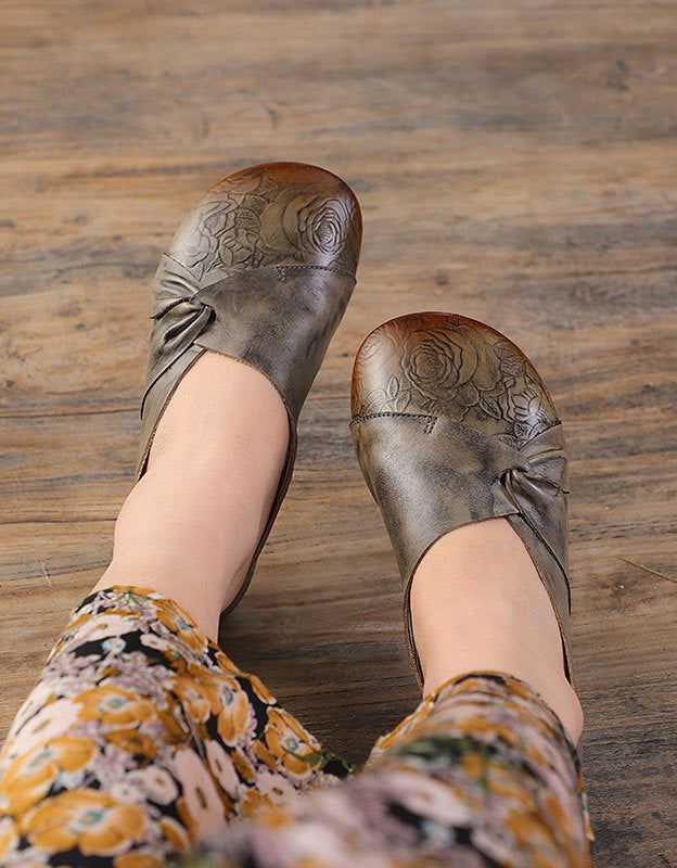 Læderkors Håndlavet Prægning Retro Flats