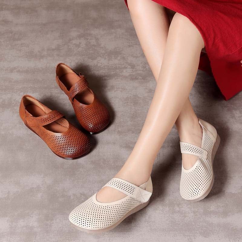 Velcro Retro Dame Sommer Retro Flade Sko