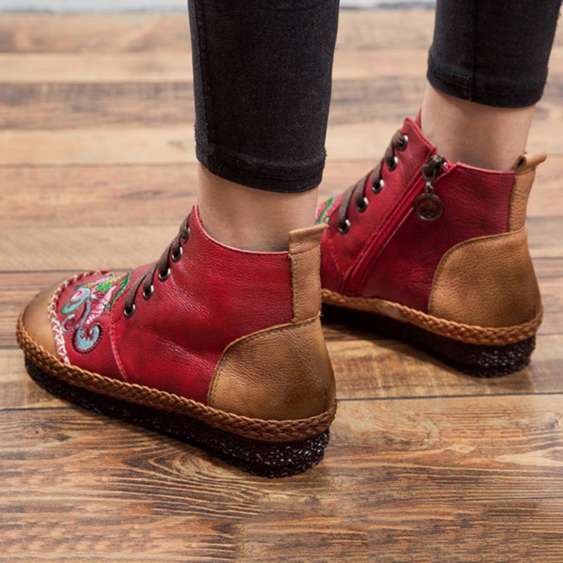 Autumn Vintage Retro Læder Håndlavede Damestøvler | Gave Sko