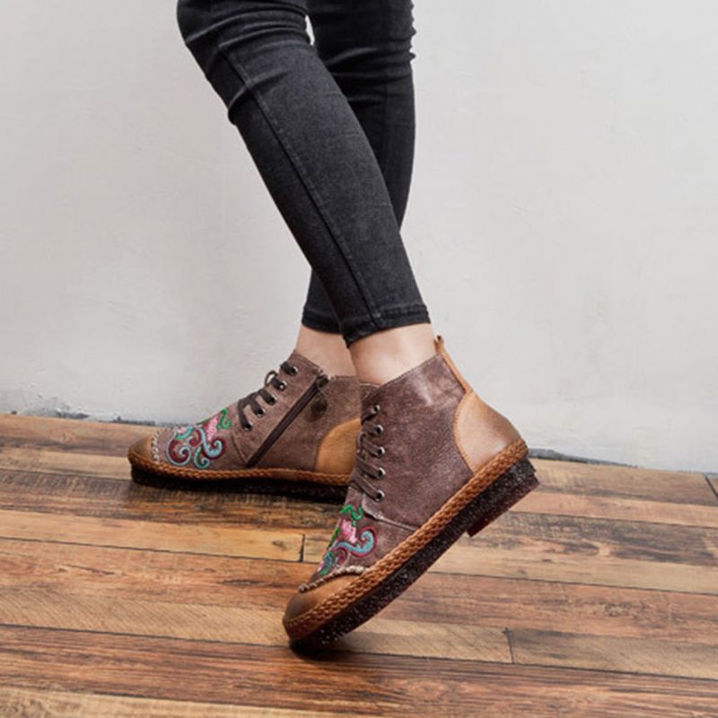 Autumn Vintage Retro Læder Håndlavede Damestøvler | Gave Sko