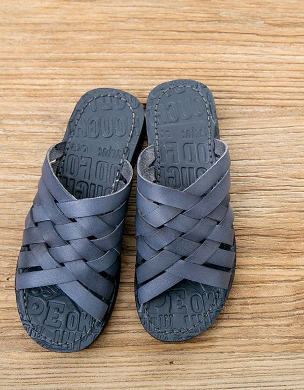 Retro Håndlavede Sommer Hjemmesko I Blødt Læder