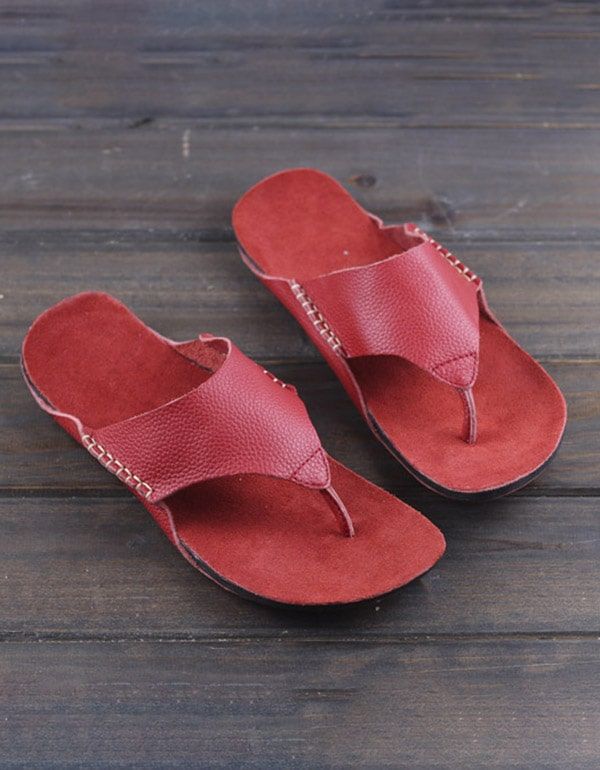 Sommer Læder Flip-flops Hjemmesko Til Kvinder