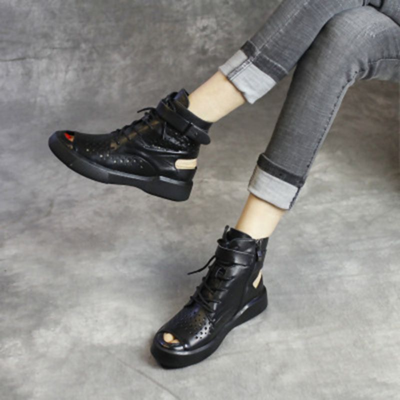 Håndlavede Retro Hollow Sandals Støvler Med Åben Tå