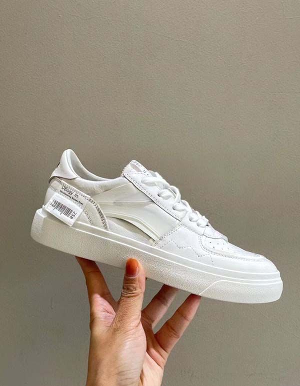 Casual Hvide Lædersneakers Til Kvinder