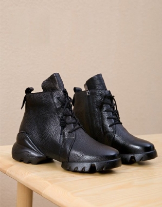 Casual Læder Sorte Danser Sneakers Til Kvinder