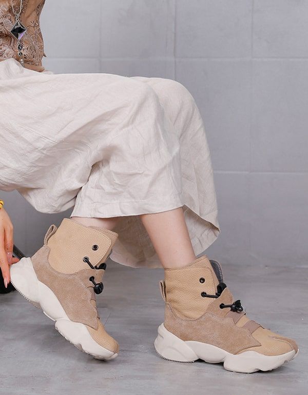 Casual Tyksålet Split Toe Beige Sneaker