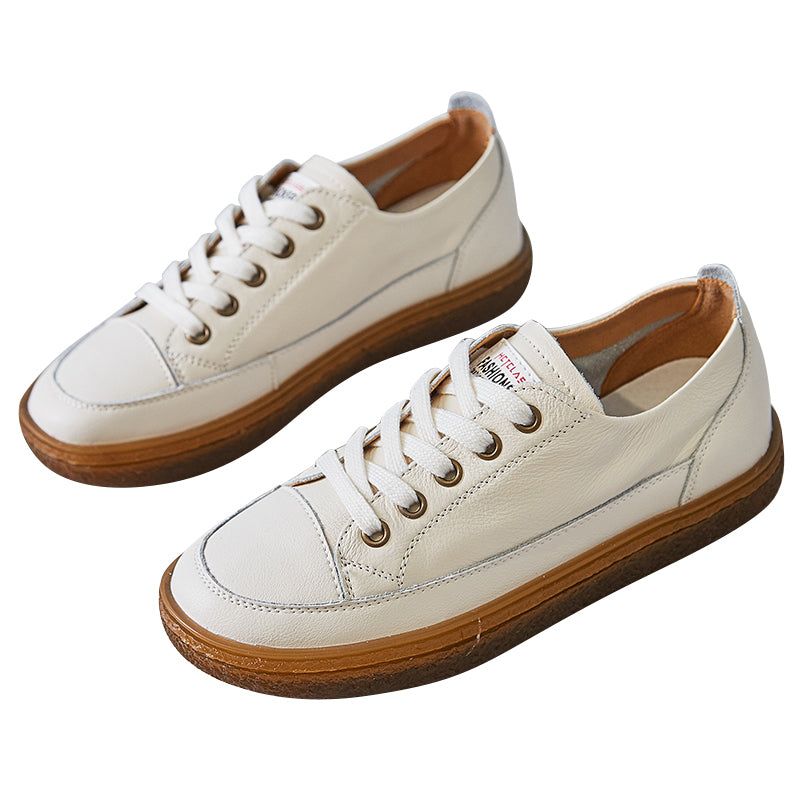 Retro Læder Snøresko Casual Damesko