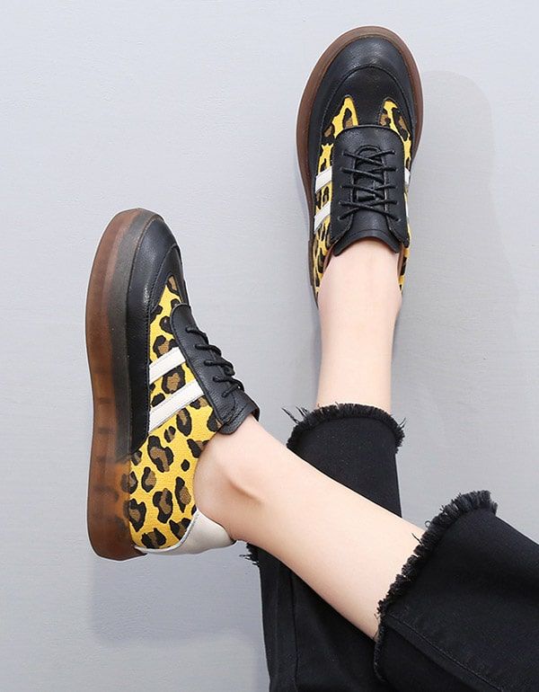 Tykke Ko-sene Casual Sneakers Med Leopardtryk