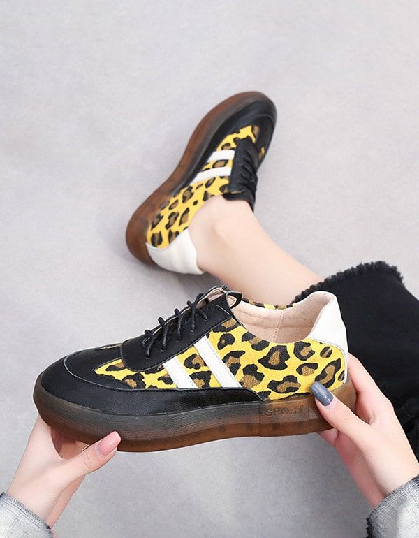 Tykke Ko-sene Casual Sneakers Med Leopardtryk