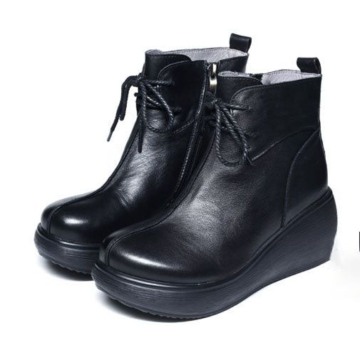 Efterår Vinter Retro Platform Wedge Damestøvler |gavesko