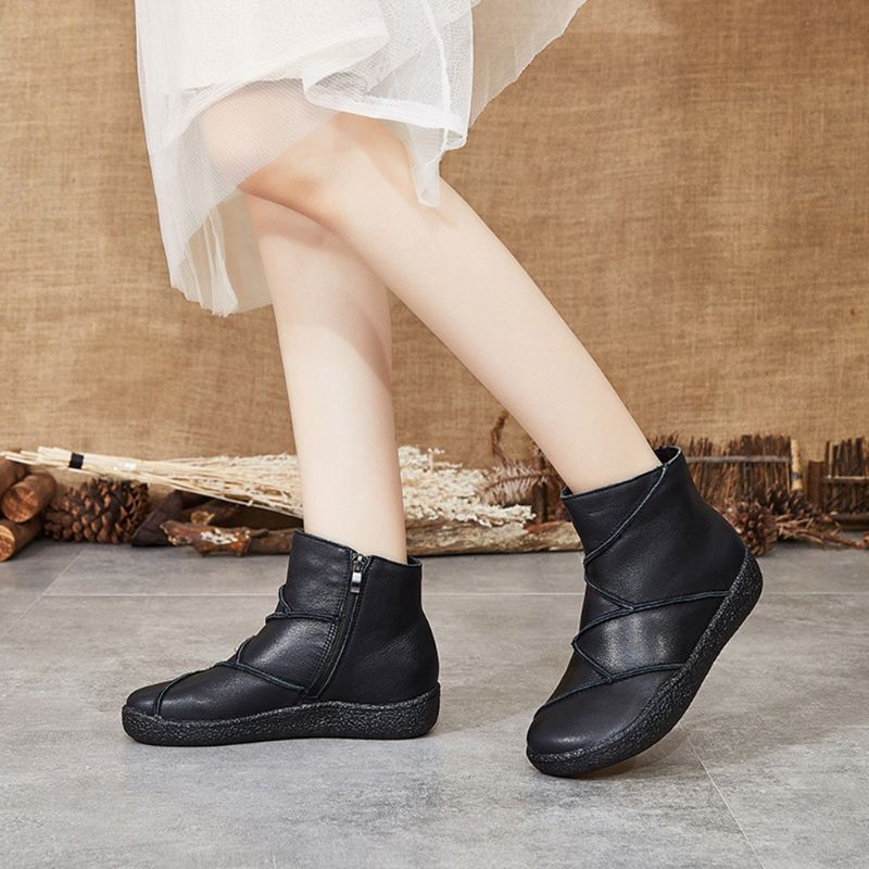 Winter Stitching Læder Short Boots | Gave Sko