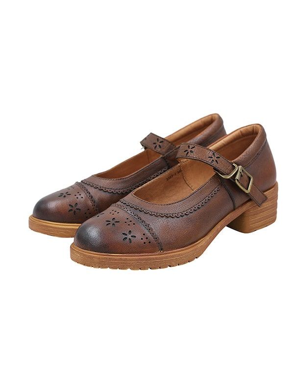 Spring Retro Læder Mary Jane Sko
