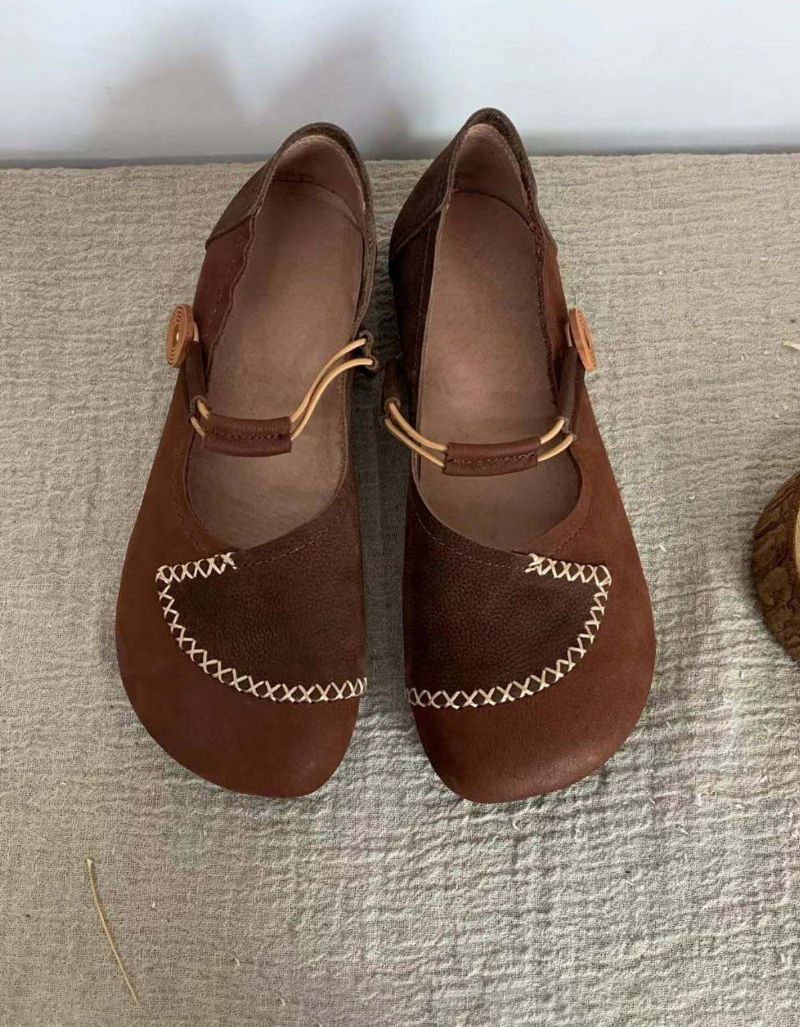 Farve Matchende Håndlavede Retro Strap Flats