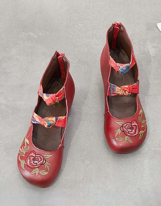 Retro Broderede Chunky Sandaler I Etnisk Stil